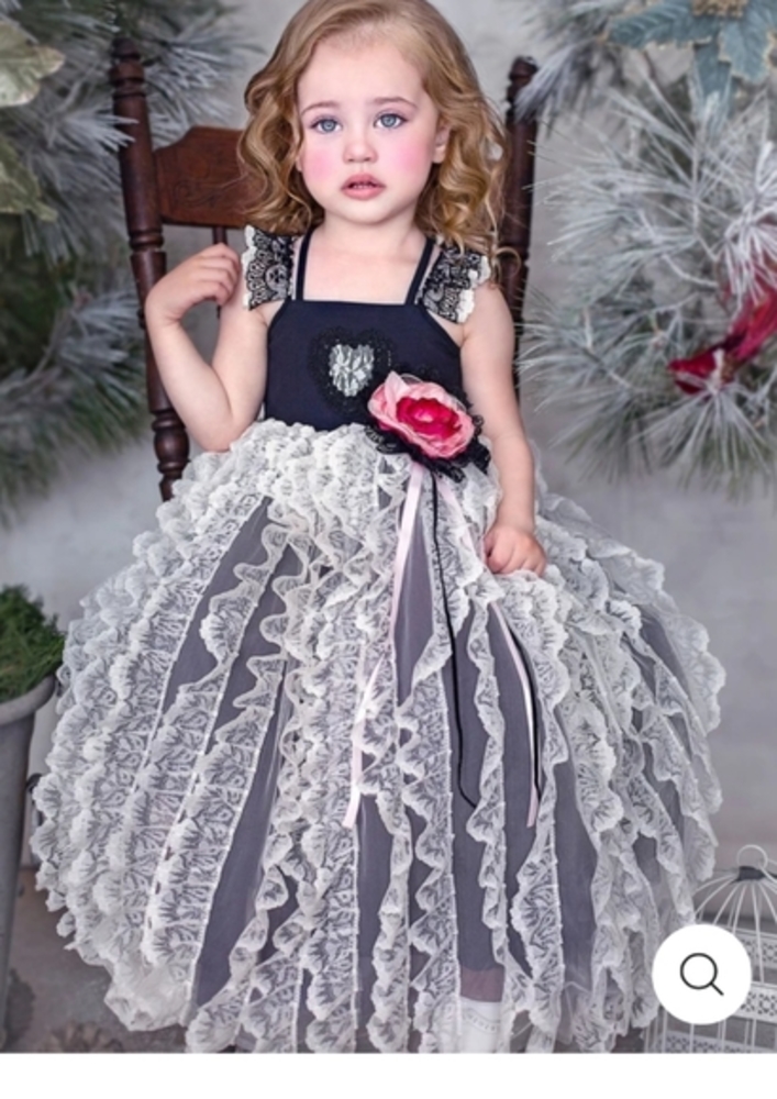 2pc Dollcake black white ruffle dress gown flower